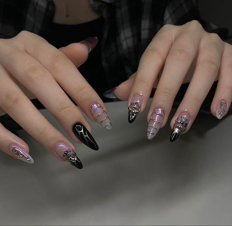 xiaohongshu nails, chinese trendy nails, korean trendy nails, long nails, nail inspo inspiration, nail tech, nail tutorial, cute nails, pretty nails, nail art, birthday nails, kpop nails, trendy nails, nail art Kpop Acrylic Nails, Black Korean Nails, Yizhan Aesthetic, Kpop Nails Designs, Kpop Inspired Nails, Nail Art Birthday, Kpop Nail Art, Xiaohongshu Nails, Nails Chinese