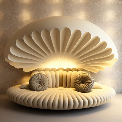 Shell Sofa, Shell Furniture, Unusual Beds, Green Sofa Living, Tattoo Modern, Luxury Sofa Living Room, Sofa Design Wood, Latest Sofa Designs, Unusual Furniture