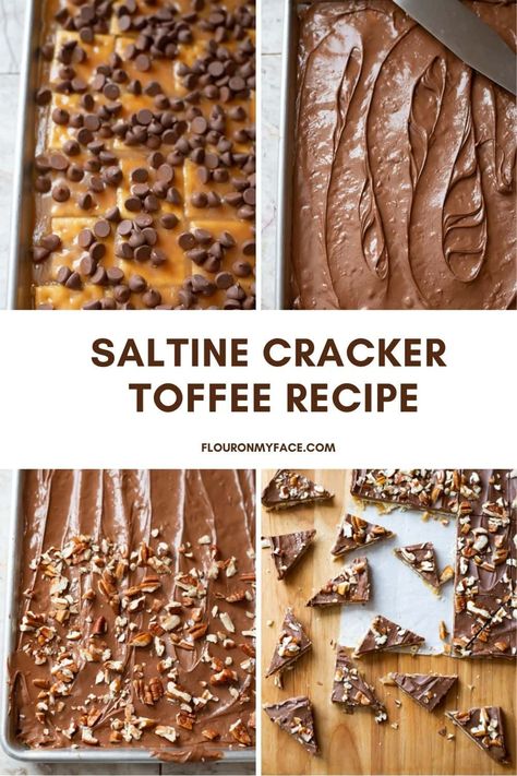 Saltine Cracker Toffee Recipe Toffee Bark Recipes, Cracker Toffee Recipe, Saltine Cracker Candy, Saltine Cracker Toffee, Aka Christmas, Saltine Cracker, Saltine Toffee, Toffee Bark, Cracker Candy