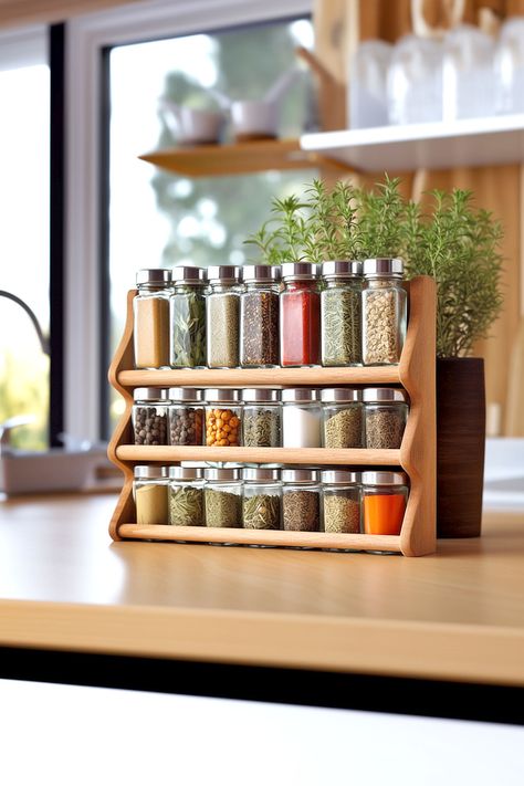 How to Organize Your Spice Rack like a Pro Spice Storage Solutions, Wood Kitchen Tool, Magnetic Spice Jars, Spice Organizer, Storing Spices, Asian Spices, Kitchen Spice Racks, Magnetic Spice, Mediterranean Kitchen