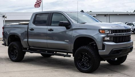 2021 Chevy Silverado 1500 Lifted, Grey Chevy Silverado, Chevy Silverado 1500 Custom, Big Chevy Trucks, 2021 Chevy Silverado, 2021 Silverado, Truck Lift, Custom Silverado, Silverado 4x4