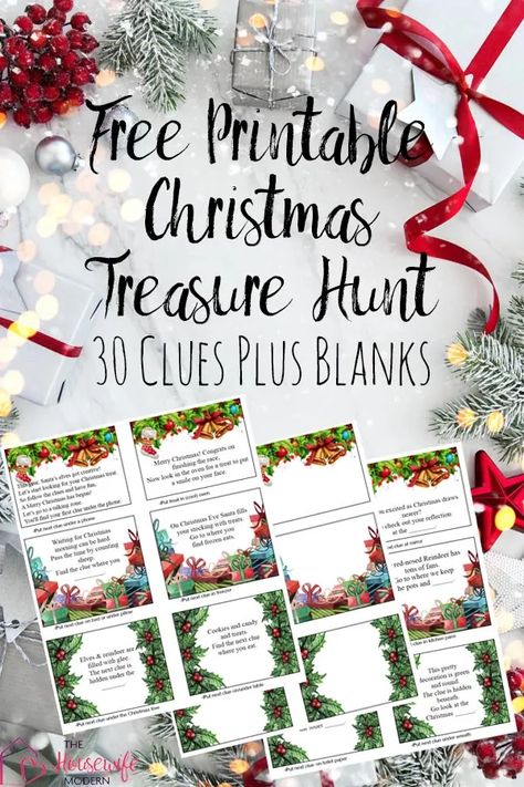 Christmas Treasure Hunt For Kids, Christmas Gift Hunt, Christmas Treasure Hunt, Scavenger Hunt Riddles, Treasure Hunt For Kids, Treasure Hunt Clues, Scavenger Hunt Clues, Christmas Scavenger Hunt, Fun Christmas Party Games