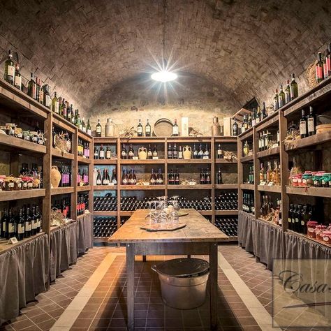 Wine Cellar Pantry, Italian Pool, Cellar Pantry, Villa Farmhouse, Farmhouse Elegant, Tuscan Farmhouse, Italy Villa, Farmhouse Pantry, Home Wine Cellars