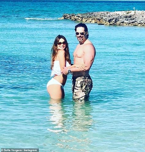 Sofia Vergara shared new snaps with husband Joe Manganiello from their tropical vacat... Sofia Vegera, Sophia Vergara, Black And White Pants, Joe Manganiello, White Bikinis, Sofia Vergara, Flat Tummy, Tropical Island, The Hollywood Reporter