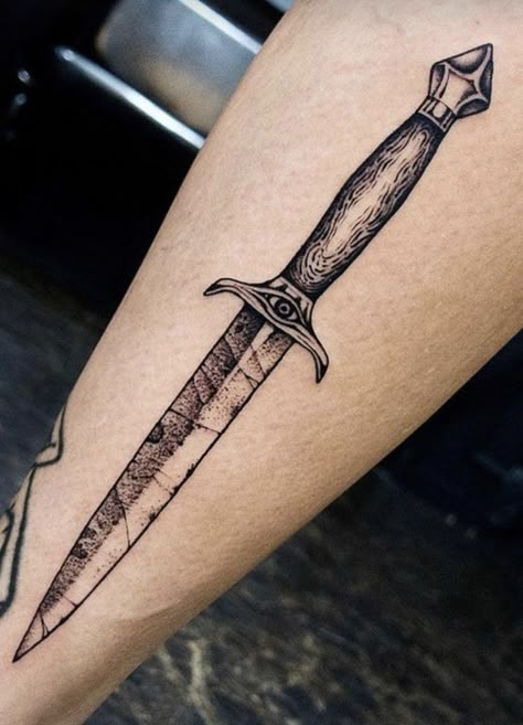 Daggar Tattoo, Gothic Tattoos, Optical Illusion Tattoos, Illusion Tattoos, Tattoo Catalog, Small Matching Tattoos, Small Chest Tattoos, Medieval Tattoo, Knife Tattoo