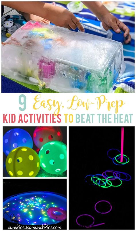 When it's hot outside, the last thing you want to do is plan a complicated outdoor activity. Find 9 easy, low-prep outdoor activities for both day- and nighttime to beat the heat! Toy Car Wash, Timeout Corner, Smoothie Pops, Ice Play, Kid Friendly Crafts, Hot Outside, Outdoor Activities For Kids, Kid Activities, Beat The Heat