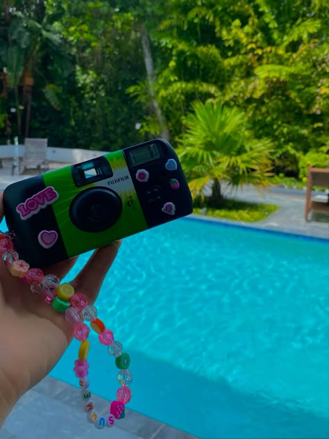 Painting Disposable Camera, Decorating Disposable Camera, Decorated Disposable Camera, Summer Camera Aesthetic, Cute Summer Bucket List, Disposable Camera Summer, Disposable Camera Aesthetic, Camera Disposable, Billie Eilish Tour