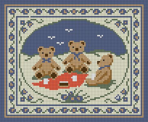 Alpha pattern #172550 | BraceletBook Bear Tapestry Crochet, Teddy Bear Alpha Pattern, Knit Alpha Pattern, Crochet Grid Patterns Free, Cute Alpha Patterns, Alpha Patterns Crochet, Teddy Bear Cross Stitch, Border Flowers, Pixel Grid