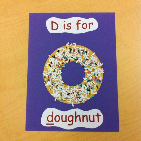 D is for doughnut D For Donut Craft, Letter Writing Anchor Chart, Donut Craft, Letter D Crafts, Preschool Valentine, Preschool Letter Crafts, Baby Christmas Crafts, Preschool Valentine Crafts, Toddlers Activities