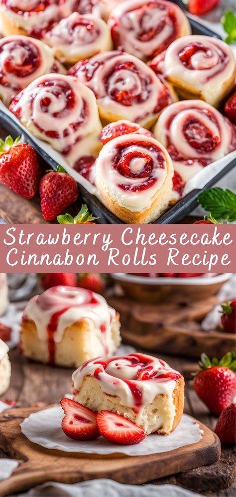 Strawberry Cheesecake Cinnabon Rolls Recipe Strawberry Cheesecake Cinnabon Rolls combine several beloved treats into one deliciously indulgent dessert or breakfast. By blending the soft, buttery texture of a cinnamon roll with the rich and creamy tang of cheesecake and the freshness of strawberries, this recipe takes traditional cinnamon rolls to a whole new level. While […] Sourdough Strawberry Cheesecake Cookies, Easter Brunch Sweet Recipes, Sweet Cinnamon Rolls, Yeast Baking Recipes, Strawberry Cheesecake Bread, Strawberries And Cream Sweet Rolls, Strawberry Stuffed Croissants, Recipes With Strawberry Preserves, Absolutely Sinful Cinnamon Rolls