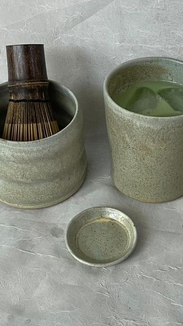 Audrey Jean Ceramics on Instagram: "matcha sets are now available for sale 🍵🍃 #Ceramics #Handmade #Decor #Kansascity #Shopsmall #KCartist #Wheelthrown #Supportlocalartists #Art #Home #Explore #Etsy #Neutral #Pottery #Matcha #Tea #Natural #Kitchen #Drinkware" Matcha Station At Home, Matcha Station, Matcha Mug, Matcha Pottery, Ceramic Matcha Set, Matcha Set Ceramics, Matcha Pottery Set, Matcha Bowl Pottery, Ceramic Matcha Bowl