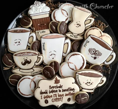 Cookies With Coffee, Torte Cupcake, Coffee Cookies, Pretty Cookies, Food Cookies, Fancy Cookies, Creative Cookies, Beautiful Cookies, Cookie Inspiration