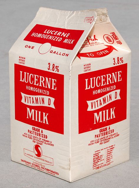 Lucerne Vitamin D Milk, 1950's | Safeway brand, one gallon s… | Flickr 1950s Packaging, Protein Milk, Milk Design, Grease Musical, Milk Delivery, Carton Design, Milk Packaging, Milk Box, Business Board