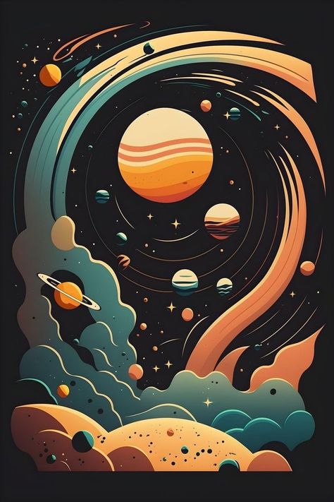 Make A Poster, خريطة ذهنية, Planet Drawing, Earth Illustration, Space Drawings, Arte 8 Bits, Space Wallpaper, Space Illustration, Space Artwork