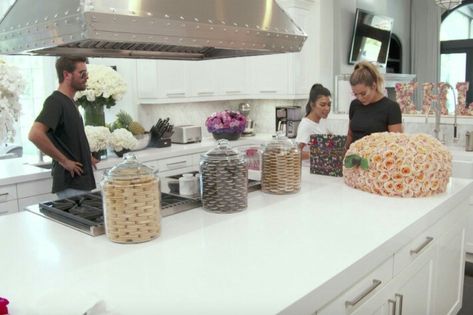 Khloe Kardashian Kitchen Decor, Khloe Kardashian House Interiors, Khloe Kardashian Kitchen, Kloe Kardashian Cookie Jars, Kardashian Kitchen Decor, Khloe Kardashian Fridge, Khloe Kardashian Calabasas Home, Khloe Kardashian’s Pantry, Khloe Kardashian House