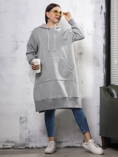 Fall Plus Size, Early Spring Outfits, Grey Pullover, Current Fashion Trends, Petite Outfits, Drawstring Hoodie, Spring Outfits Casual, Kangaroo Pocket, Spring Outfits