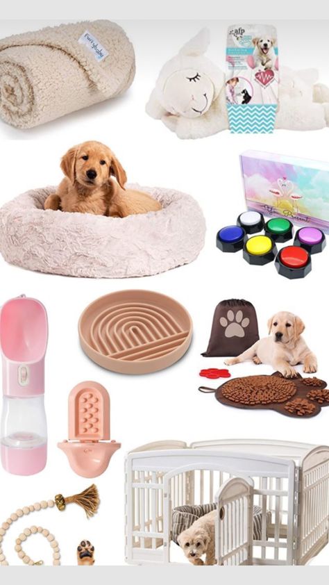 Small Dog Decor, Dog Owner Essentials, Essentials For Puppy, Minimalist Dog Supplies, Small Dog Necessities, Pink Puppy Supplies, Must Have Puppy Essentials, Aesthetic Puppy Accessories, What To Get For A New Puppy