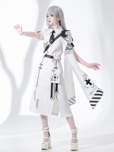 Size 			S 			M 			L 			XL 		 		 			Full Length 			98 			101 			104 			109 Scifi Formal Wear, Cyberpunk Headpiece, White Techwear, Cyberpunk Dress, Cyberpunk Mode, Hood Cloak, Princess Chronicles, Cyberpunk Outfit, Long Cloak