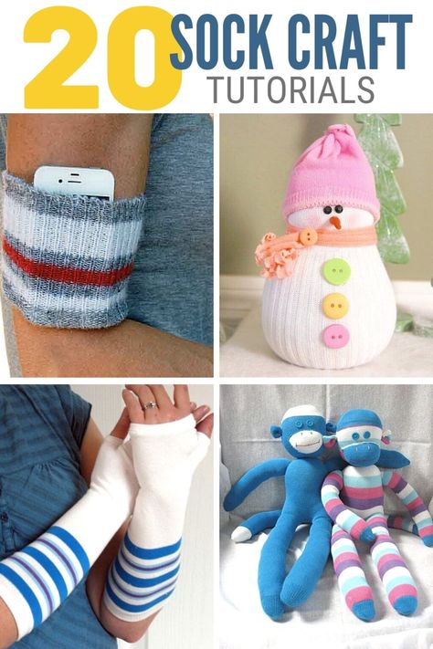 You don’t have to throw away old socks. A sock can be reused in many ways. Here are 20 easy and simple crafts to make with old socks. #thecraftyblogstalker #creativesockideas #sockcraftideas #DIYCrafts Mismatched Socks, Diy Socks, Sock Crafts, Handmade Inspiration, Work Diy, Sock Animals, Crazy Socks, Upcycled Crafts, T Shirt Yarn