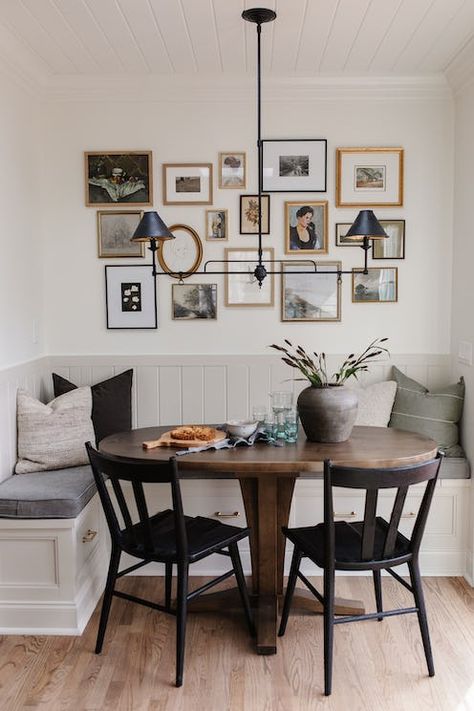 8 Unique Gallery Wall Ideas That Are Designer-Approved Kitchen Gallery Wall, Unique Gallery Wall, Kitchen Benches, Simple Addition, Kitchen Nook, Dining Nook, Home Upgrades, Updated Kitchen, Breakfast Nook