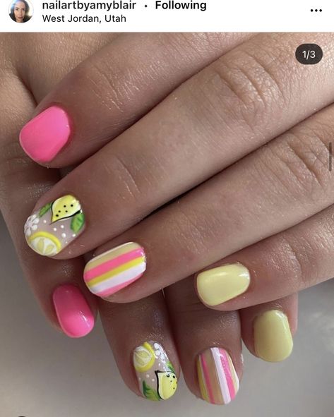 Fruit Gel Nails, Easter Nail Ideas Spring, How To Shape Nails, Easter Nails 2023, Summer Nails 2023 Gel, Nail Colors Summer, Cute Easter Nails, Summertime Nails, Easter Nail Ideas