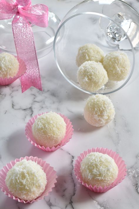 Easy No-Bake Coconut Truffles - Petit Apron Easy Truffles No Bake, Lemon Truffle Recipe, Lemon Truffle, Honey Roasted Almonds, Lemon Truffles, Easy Truffles, Coconut Truffles, Instagram Recipes, Date Recipes