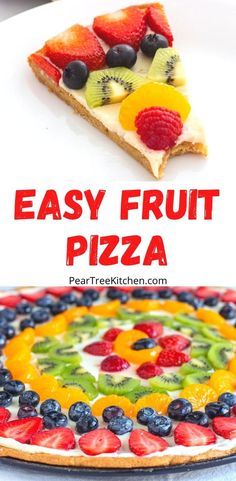 Pizza Fruit Cookie, Fruit Pizza Glaze, Fruit Pizza Easy, Fruit Cookie Pizza, Fruit Pizza With Cream Cheese, Fresh Fruit Pizza, Fruit Pizza Topping, Simple Cream Cheese Frosting, Homemade Sugar Cookie Dough