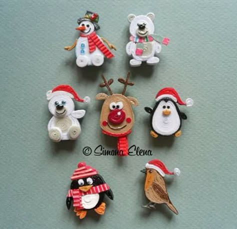 Christmas Quiling Paper Quilling, Quilled Magnets, Christmas Paper Quilling, Christmas Quilling Ideas, Diy Quilling Christmas, Quilling Christmas Tree, Paper Quilling Christmas, Quilled Christmas, Quilling Animals