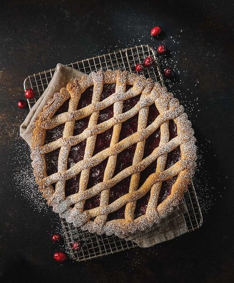 Chefs' holiday recipes: Helen S. Fletcher’s Cranberry Linzer Tart Cranberry Desserts, Linzer Tart, Fall Menu, Cake Pie, Happy Sunday Everyone, People Happy, Vegan Cake, Happy Sunday, Holiday Recipes