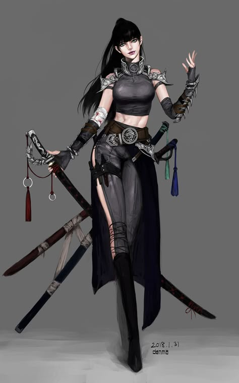 swordswoman, DanMa /Heav_on on ArtStation at https://www.artstation.com/artwork/BPZn6 Anna Cattish, Character Design Cartoon, Illustration Fantasy, Samurai Art, Warrior Girl, Warrior Princess, Fantasy Warrior, Arte Fantasy, Illustration Inspiration