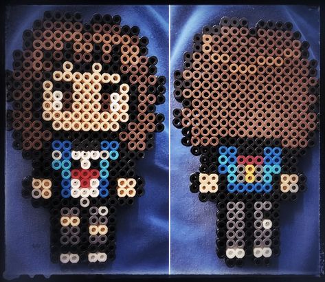 The most metal ever perler! Front and back of Eddie Munson 🤘 #EddieMunson #perler #eddiestrangerthings Peeler Beads Stranger Things, Eddie Munson Perler Beads, Perler Stranger Things, Metal Perler Beads, Perler Bead Stranger Things, Perler Bead Patterns Stranger Things, Stranger Things Perler Bead Patterns, Hama Beads Stranger Things, Stranger Things Perler Beads