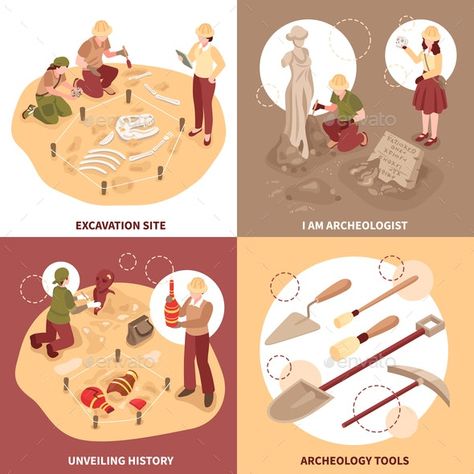 Archeology Illustration, Archeology Party, Fossil Illustration, Archaeology For Kids, Excavation Site, Museum Interior, English Activities For Kids, Skeleton Illustration, Picture Books Illustration