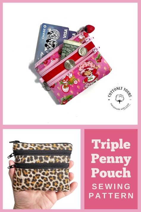 Triple Penny Pouch Sewing Pattern - Sew Modern Bags Pouch Sewing Pattern, Pouch Sewing, Minimalist Layout, Modern Bag, Sewing Bag, Compact Design, Pdf Pattern, Sewing Pattern, Penny