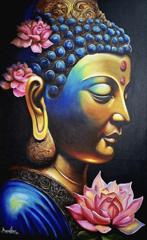 Watercolor God Painting, Shiva Acrylic Painting Canvas, Durga Acrylic Painting, Buddha Painting Acrylic On Canvas, Gautam Buddha Painting, Profile Foto, Buddha Canvas Art, God Drawing, Buddhist Architecture