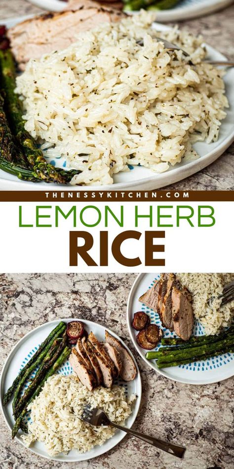 Say hello to your new go-to side dish! This herb and lemon rice tastes like something worthy of a special main course recipe like a risotto. With a creamy texture and delicious flavor, this easy lemon herb rice is amazing! Lemon Herb Rice Recipe, Healthy White Rice, Flavored Rice Recipes, Herb Rice, Best Rice Recipe, Rice Dishes Easy, White Rice Recipes, Rice Side Dish Recipes, Plain Rice