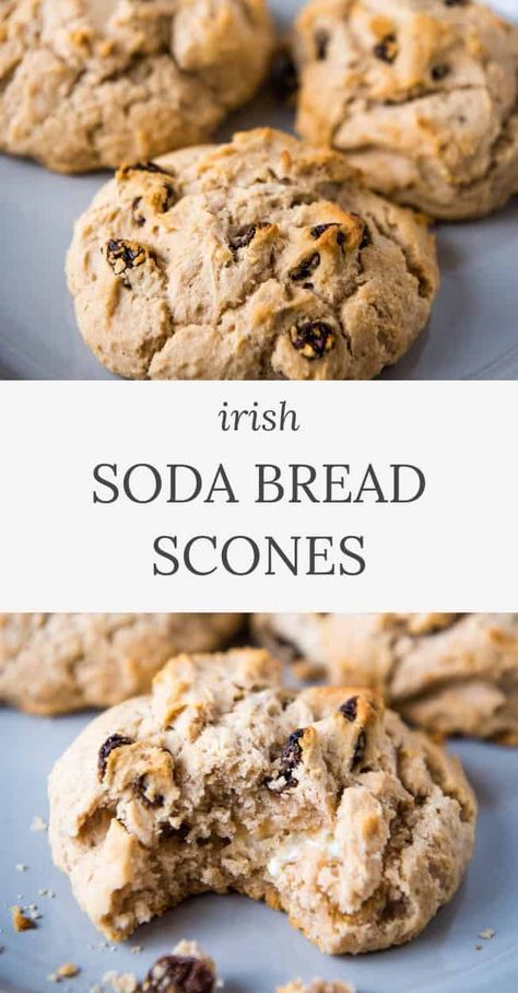 Bake up a batch of sweet and buttery Irish soda bread scones, filled with cinnamon and raisins. This easy to make recipe uses simple ingredients. It's perfect for breakfast or brunch. Soda Scones, Soda Bread Scones, Irish Scones Recipe, Cinnamon Scones Recipe, Irish Scones, Cinnamon Scones, Scones Easy, Tasty Bread Recipe, Bread Maker Recipes