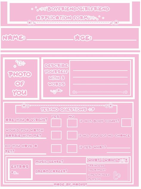 Boyfriend Girlfriend Application Form, Boyfriend Girlfriend Application, Girlfriend Application Form, Bf Application Form, Couples Template, Everskies Layout, Girlfriend Application, Boyfriend Application, About Me Template