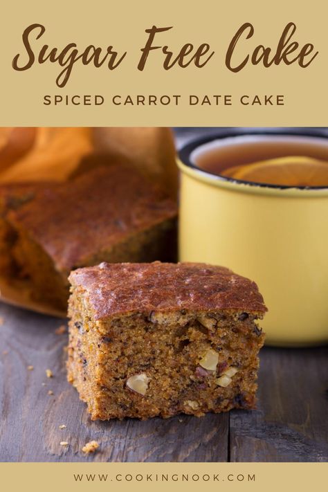 Sugar free carrot and date cake. Carrot And Date Cake, Cakes For Diabetics Sugar Free, Carrot Dates Cake Recipe, Vegan Sugarfree Desserts, Sugarless Cake Recipes, Healthy Cakes No Sugar, Sugar Free Cakes For Diabetics, Sugar Free Carrot Cake Recipe, No Sugar Cake