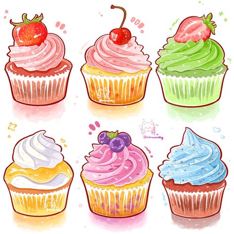 Blueberry dessert series🫐hope you enjoy my art☺️☺️ Save,comments and reshare are greatly appreciated🥰💕💕 #cake #dessert #cutefoodart… | Instagram Cupcake Drawing Reference, Kawaii Dessert Drawing, Food Cute Drawing, Cake Drawing Aesthetic, Cupcake Image, Blueberry Food, Chocolate Illustration, Cartoon Cupcakes, Desserts Drawing