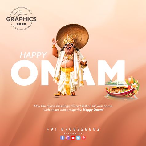 May the divine blessings of Lord Vishnu fill your home with peace and prosperity. Happy Onam! #Onam2024 #Onam #gurugraphics #guru #GraphicDesigner Peace And Prosperity, Divine Blessings, Happy Onam, Media Poster, Instagram Grid, Social Media Poster, Lord Vishnu, Creative Ads, The Divine