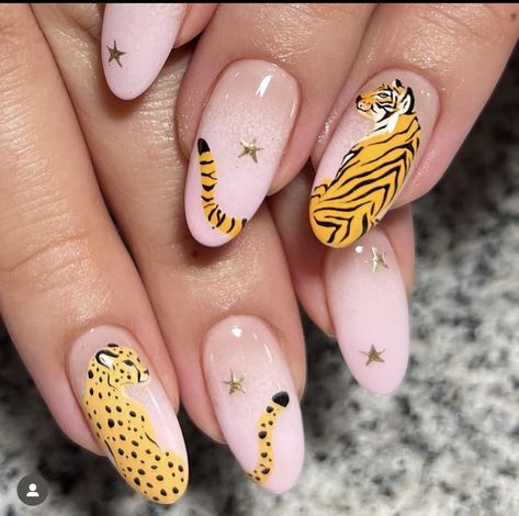 College Nails, Tiger Nails, Nyc Nails, Nails Yellow, Animal Nails, Animal Print Nails, Fire Nails, Funky Nails, Pretty Acrylic Nails