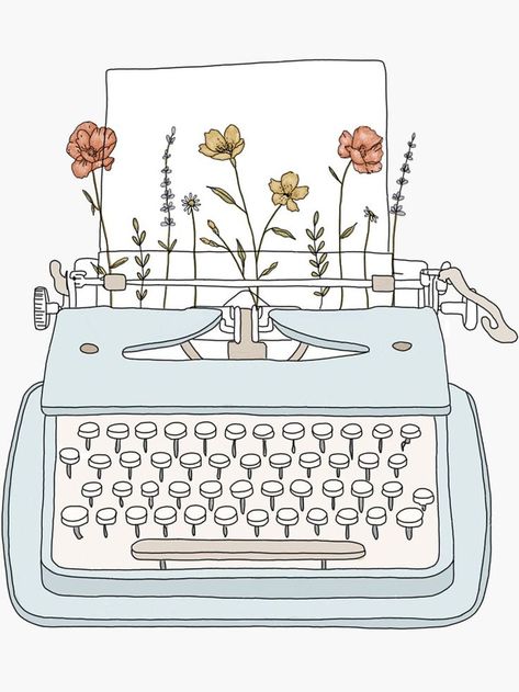 Mar 2, 2022 - Buy "Typewriter with flowers" by luscorner as a Sticker. Sticker Design Aesthetic, Typewriter With Flowers, 2022 Sticker, Stickers Cool, Flowers Poster, Cute Laptop Stickers, Flower Stickers, Scrapbook Stickers Printable, Design Aesthetic