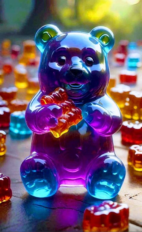 Big Gummy Bear, Lsd Visuals, Gummy Art, Fb Banner, Candy Art, Cool Backgrounds Wallpapers, Rainbow Wallpaper, Backgrounds Wallpapers, Bear Wallpaper