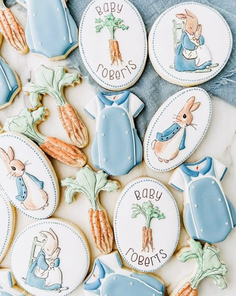 Peter Rabbit Theme Party, Garden Baby Shower Theme, Peter Rabbit Cake, Oh Baby Cake Topper, Tale Of Peter Rabbit, Easter Baby Shower, Peter Rabbit Birthday, Peter Rabbit Party, Baby Shower Favors Girl