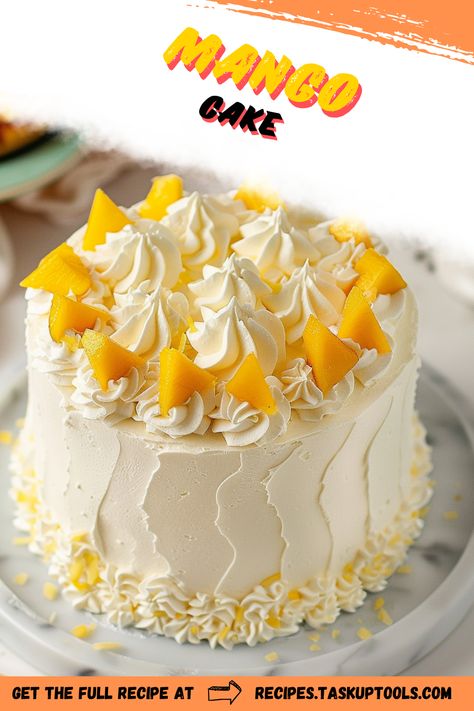 Indulge in the tropical delight of a homemade mango cake, a perfect blend of sweetness and fruity freshness. This simple yet decadent recipe captures the essence of juicy ripe mangoes in every bite, offering a moist and flavorful experience that's sure to impress. Ideal for summer gatherings, special occasions, or simply treating yourself to a slice of paradise, this mango cake is a must-try. Unveil the secret to creating a dessert that's as visually stunning as it is delicious, and bring a slice of sunshine Passionfruit Slice, Mango Cake Recipe, Mango Dessert, Mango Cake, Mango Chunks, Vanilla Whipped Cream, Creme Egg, Chiffon Cake, Cake Flour