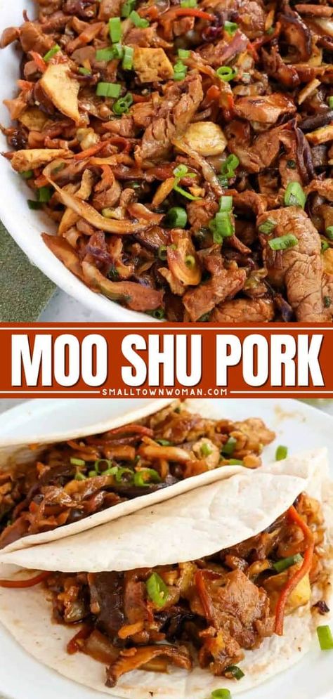 Moo Shu Pork, Moo Shu, Recipes Chili, Small Town Woman, Cake Pizza, Homemade Chinese Food, Asian Dinners, Asian Pork, Better Than Takeout