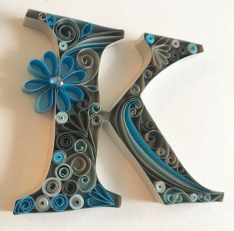 Letter k, quilling, letter typography Quilling Patterns Free, Quilling Alphabet, Free Quilling Patterns, Quilling Images, Quill Art, Vintage Calligraphy, Paper Quilting, Alphabet Frames, Paper Chase