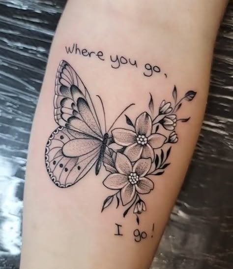 Butterfly And Daisy Tattoo, Daisy And Butterfly Tattoo, Uncommon Tattoos For Women, Mom Memorial Tattoo Ideas For Daughter, Grey Butterfly Tattoo, Beautiful Spine Tattoos, Rip Tattoos For Mom, Dragon Tattoo Ideas, Spine Tattoo Ideas