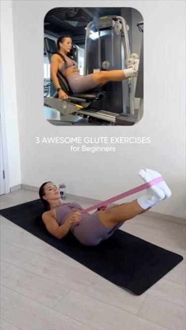 Home vs Gym - glute exercises for beginners Excersise Band Workout, Gym Workouts For Women, Resistant Band Workouts, Workout Program Gym, Exercises For Beginners, Resistance Band Training, Pilates Workout Routine, Read Caption, Glute Exercises