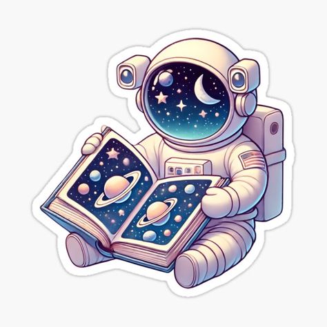 An Astronaut Reading a Book Astronaut Reading A Book, Astronaut Sticker, Space Books, Book Enthusiast, Space Lovers, Astronauts In Space, Reading A Book, Dog Mat, The Cosmos